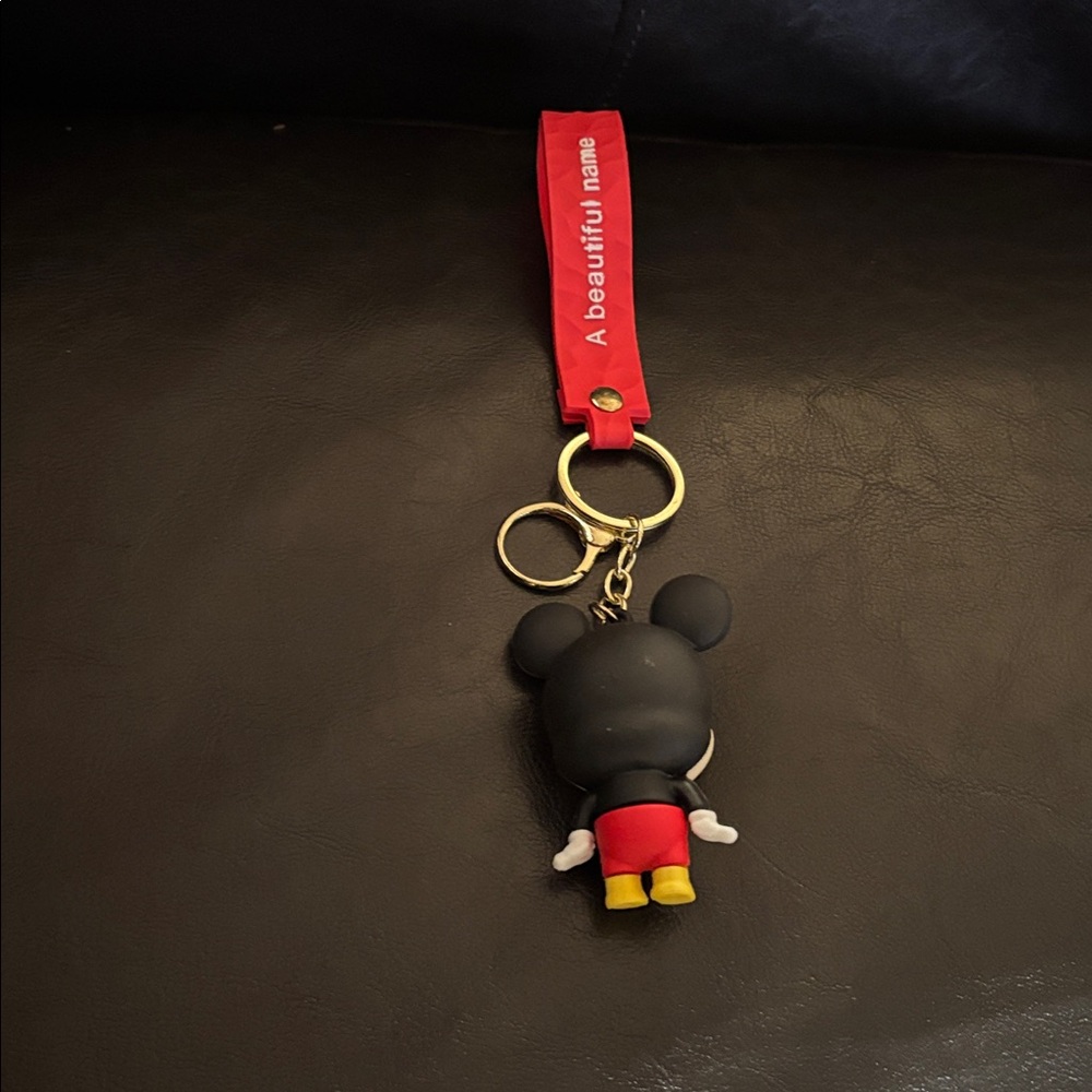 Mickey Mouse Keychain with Red Strap - Picture 2 of 2